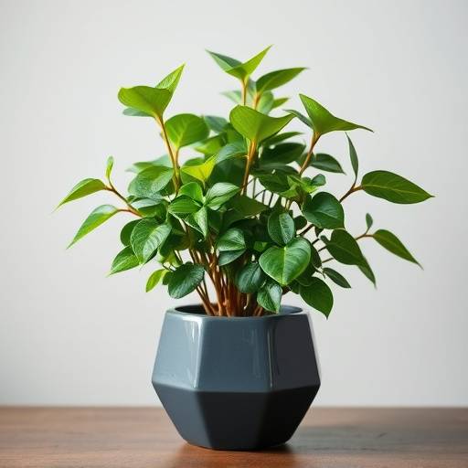 Foto de uma planta Zamioculca zamiifolia em um vaso elegante.