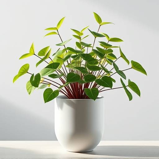 Foto de uma planta Zamioculca zamiifolia em um vaso elegante.
